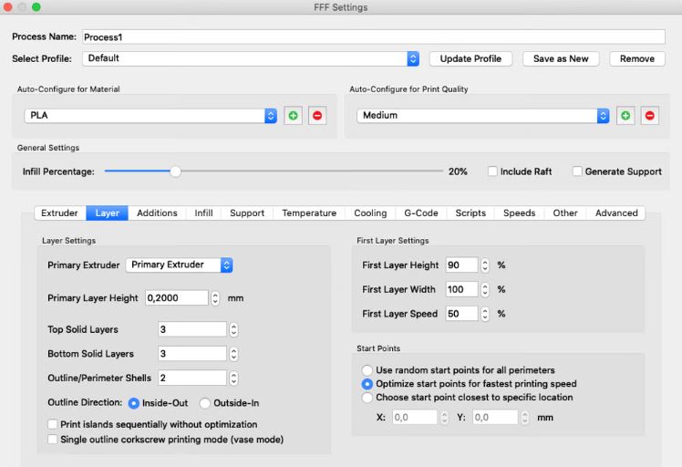 تنظیمات پیشرفته simplify 3D